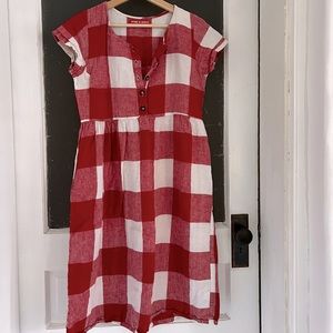 Pyne & Smith linen red check dress - small